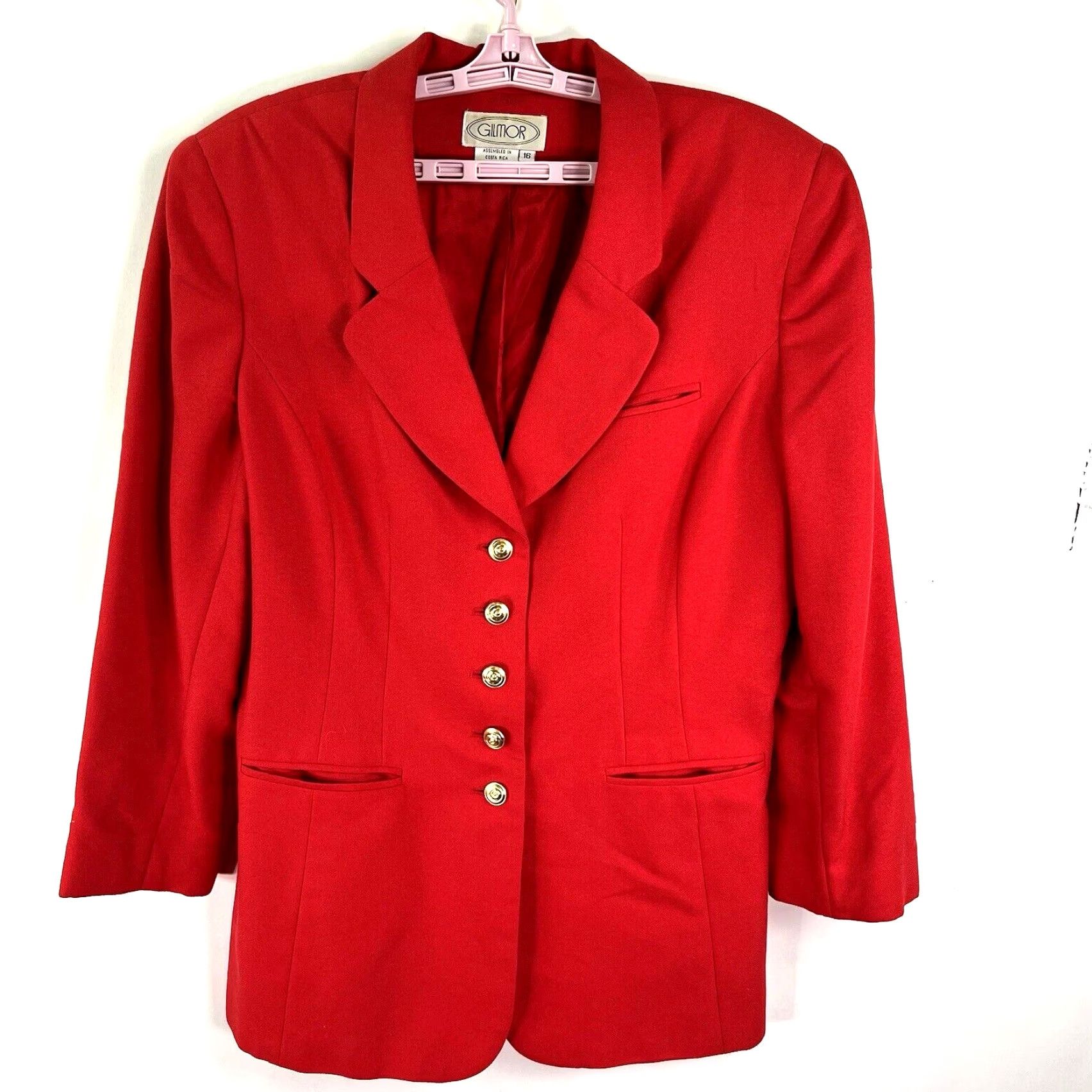 Vintage VINTAGE Gilmor 2-Piece Suit Set Wool Blend Blazer & Pants Womens Size 16 Red 80s 90s Size 38" / US 16 / IT 52 - 2 Thumbnail
