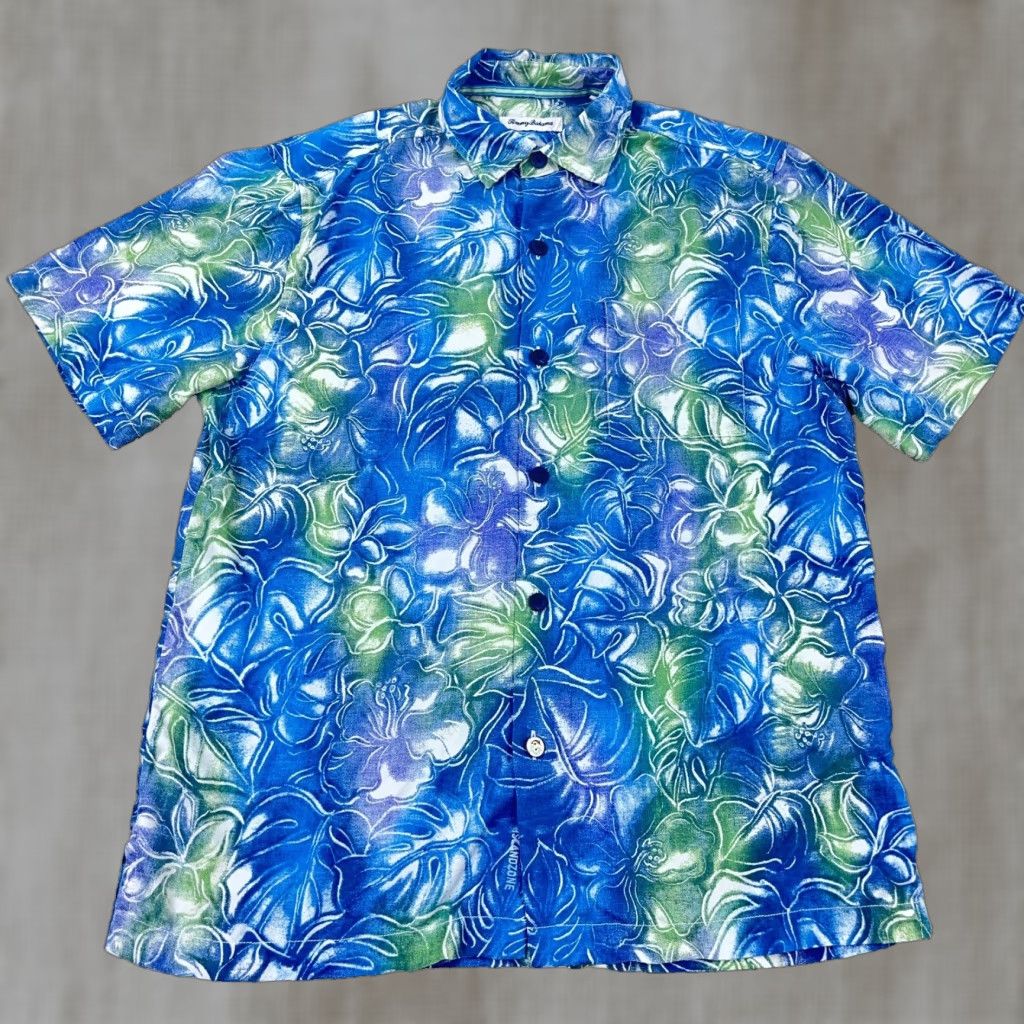 Tommy Bahama VINTAGE Tommy Bahama Shirt Men M Blue Silk Floral Hawaiian Island Button-Up Shirt Size US M / EU 48-50 / 2 - 1 Thumbnail