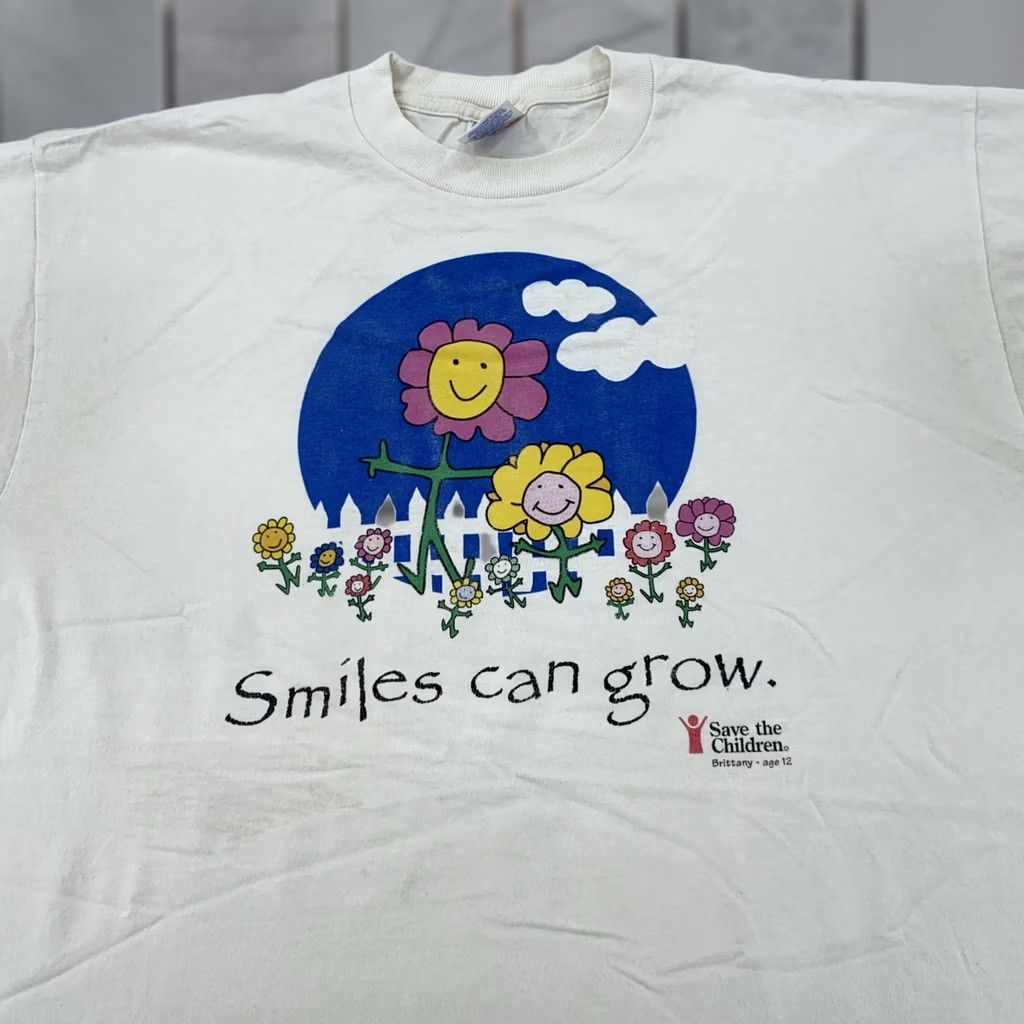 Jerzees VINTAGE Save The Children Shirt Mens L White Smiles Can Grow Flower Art 90s Nike? Size US L / EU 52-54 / 3 - 1 Thumbnail