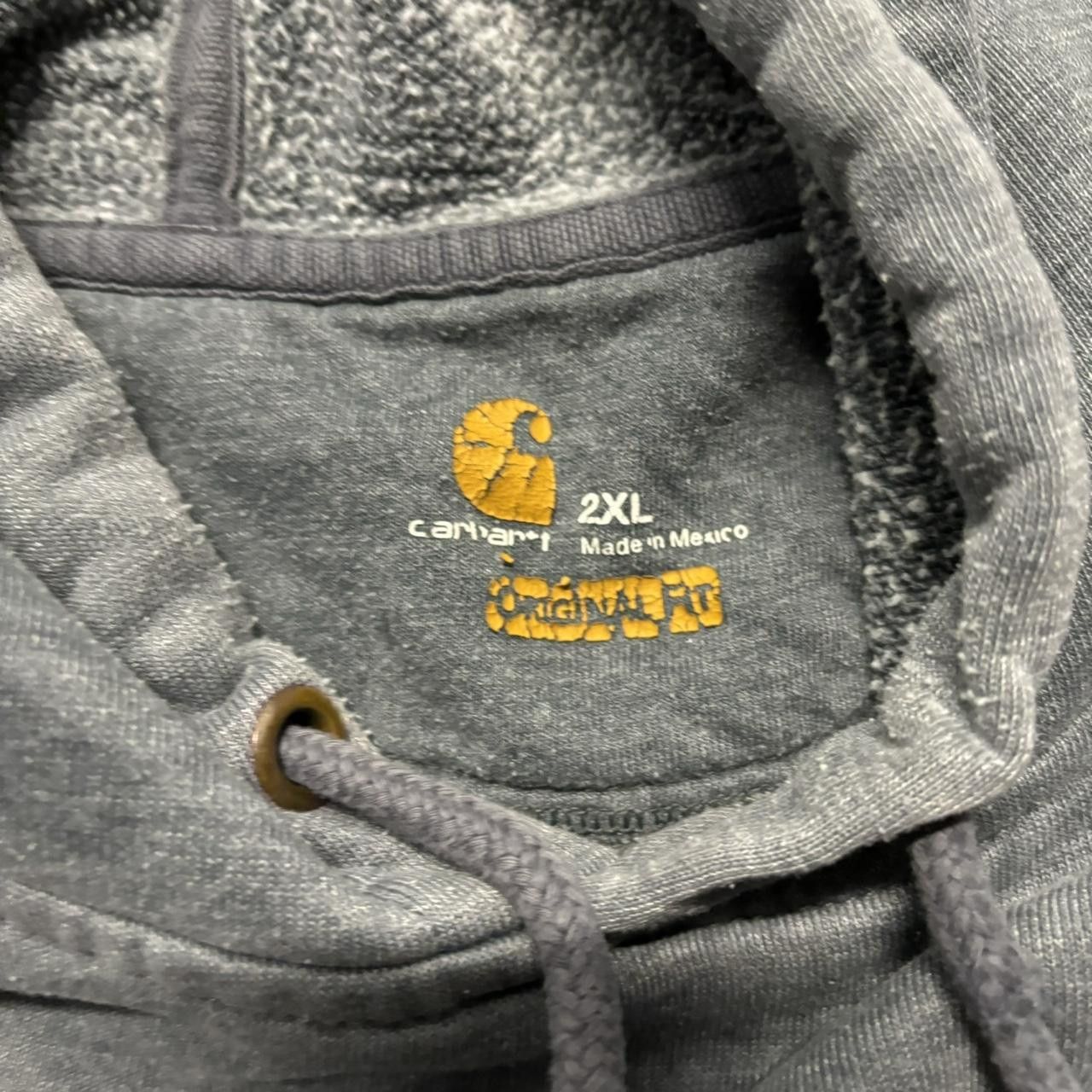 Carhartt × Vintage Crazy Vintage Y2K/2000s Faded Grey Carhartt Workwear Essential Hoodie! Size US XXL / EU 58 / 5 - 7 Thumbnail
