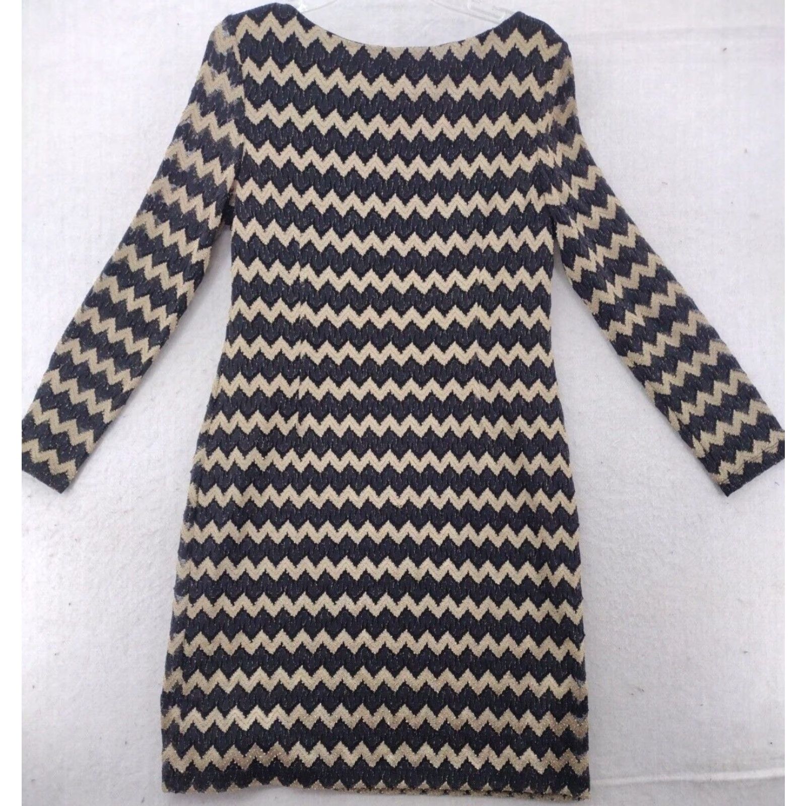 Vintage Jessica Howard Dress Womens 14 Black Zig Zag Shirt Dress Knee Length Long Sleeve Scoop Neck Size XL / US 12-14 / IT 48-50 - 2 Thumbnail