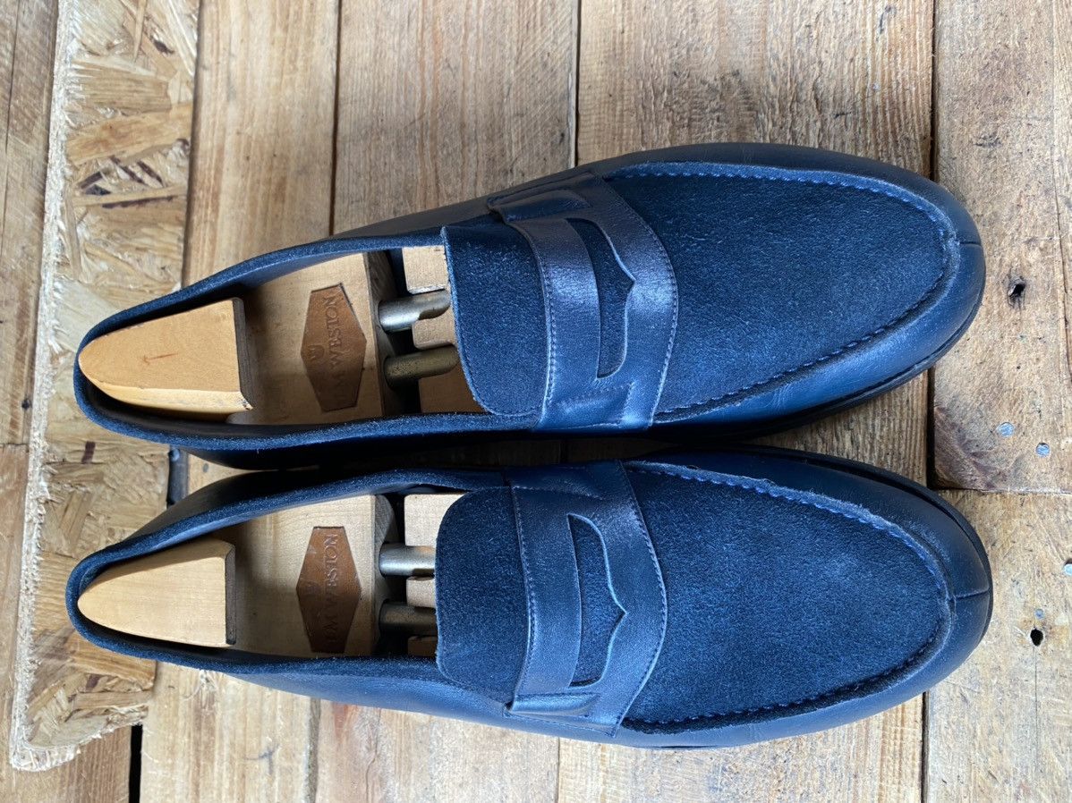 J.M. Weston J.M.Weston 180 blue suede penny loafers sz uk 9E US 10 Size US 9.5 / EU 42-43 - 13 Thumbnail