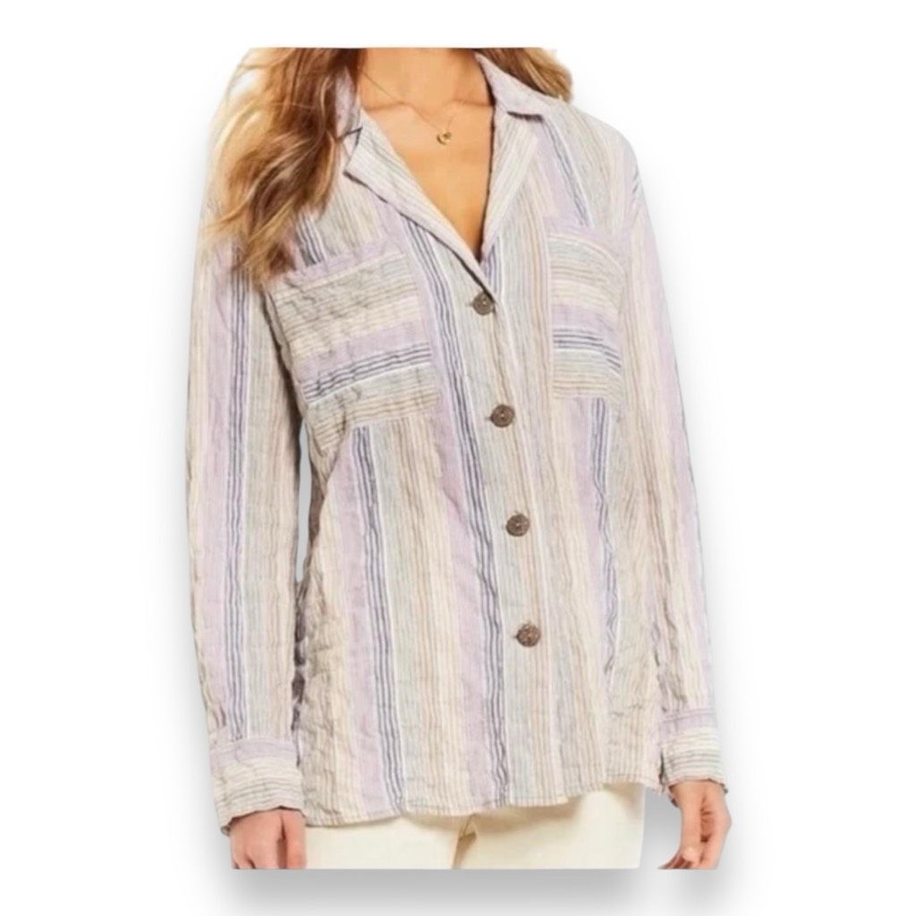 Free People Free People High Tide Multi Stripe Button Down Top Size Medi Size M / US 6-8 / IT 42-44 - 1 Thumbnail