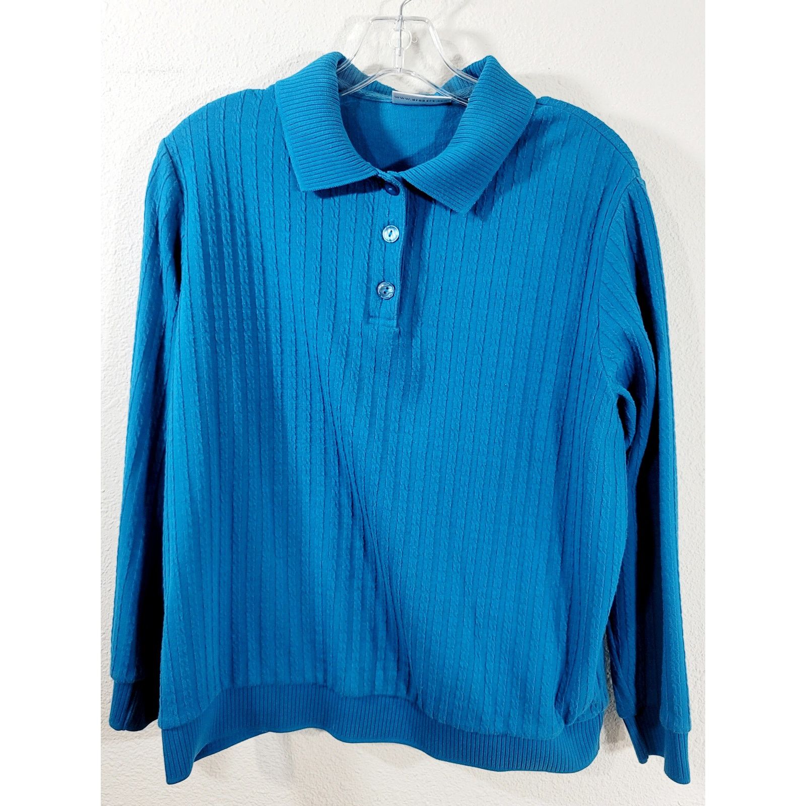 Other Draper's & Damon's Blue 3 Button Henley Collard Top Large Size L / US 10 / IT 46 - 7 Thumbnail