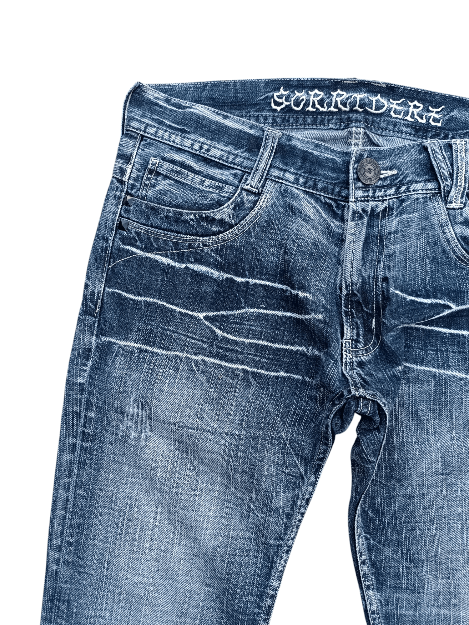 If Six Was Nine FLARED💥SORRIDERE WHISKERS FADED DENIM PANT Size US 34 / EU 50 - 6 Thumbnail