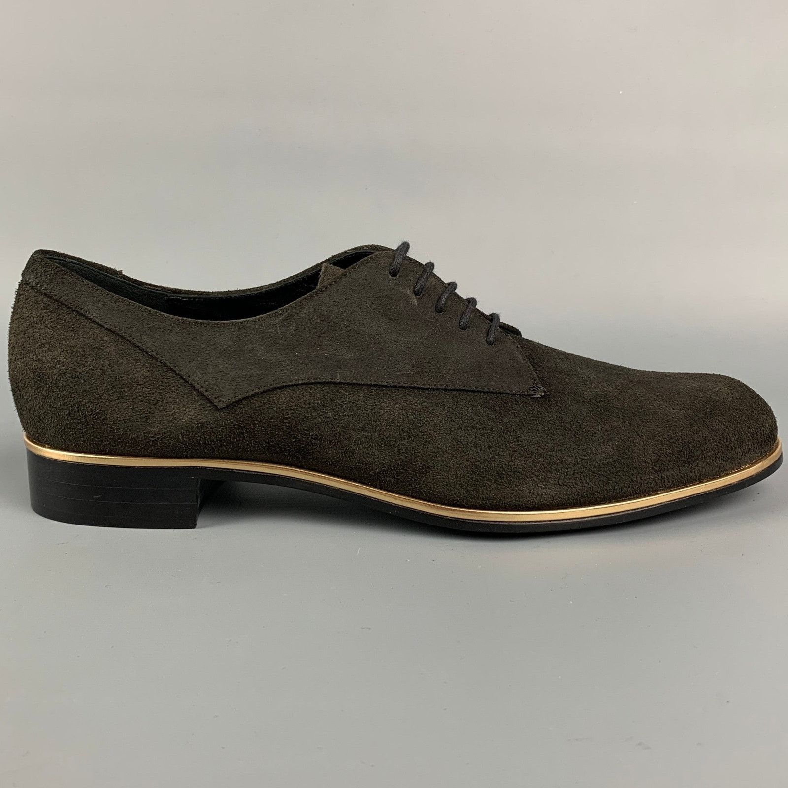 Moschino MOSCHINO Size 9.5 Brown Suede Gold Trim Laces Size US 9.5 / IT 39.5 - 1 Thumbnail