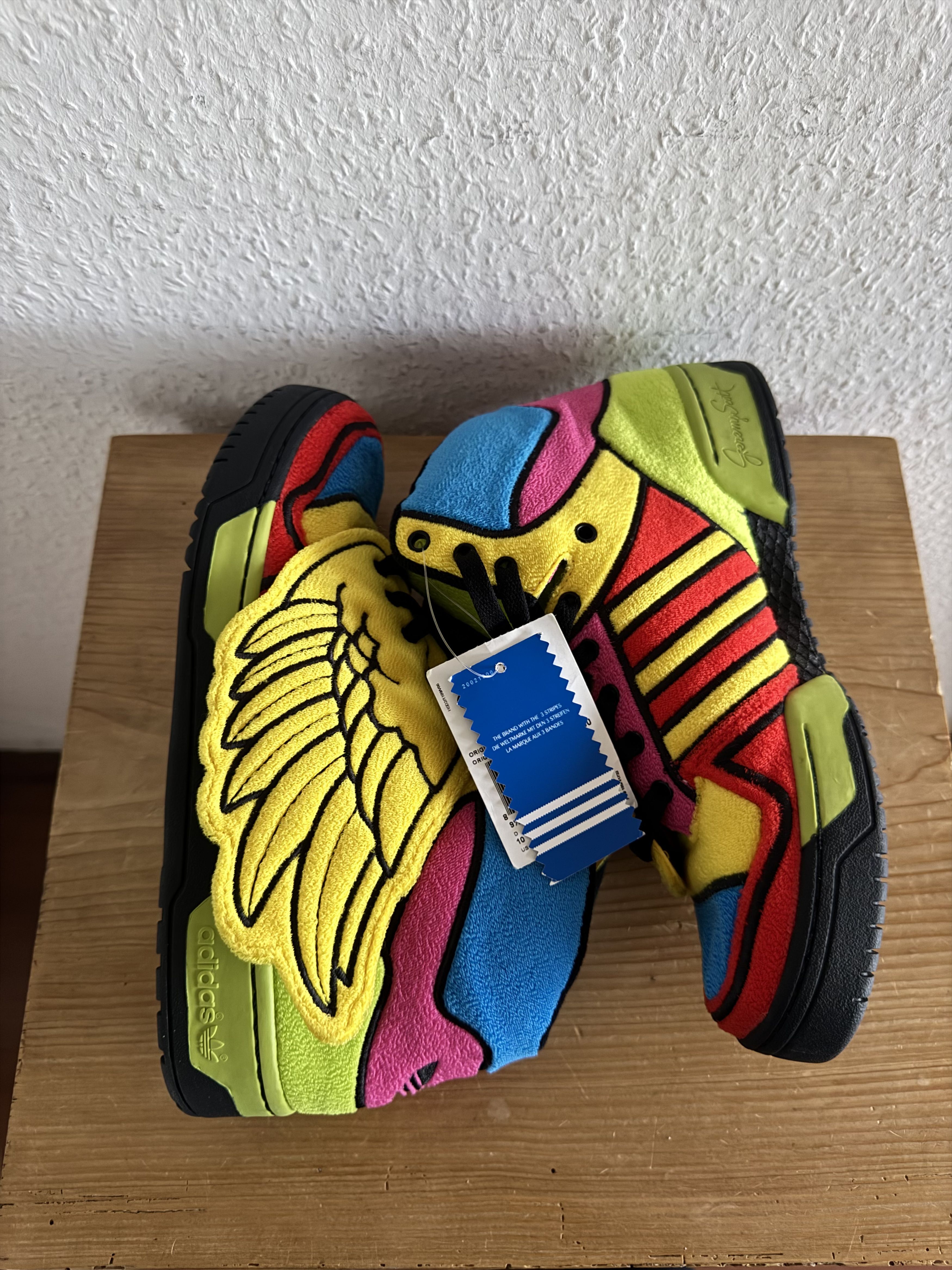 靴 adidas by JEREMY SCOTT colorful tongue Jeremy Scott JEREMY SCOTT X ADIDAS-Yellow Triple Tongue High Tops