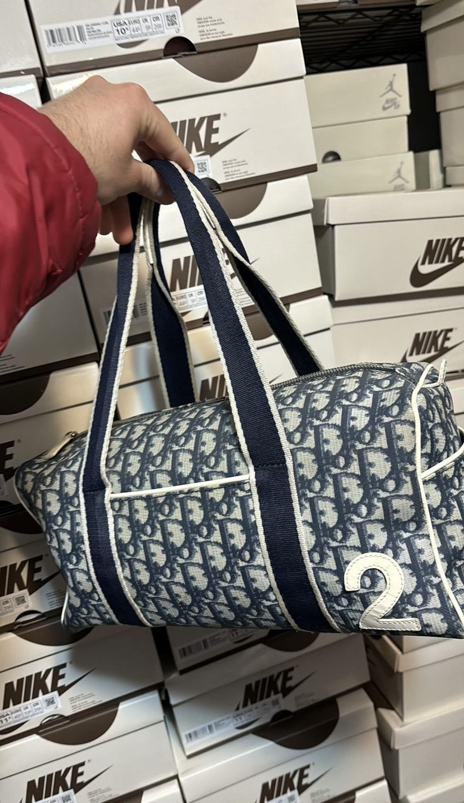 Christian Dior Monsieur × Dior × Vintage Dior Monogram Duffle Bag Blue Vintage Size ONE SIZE - 1 Thumbnail