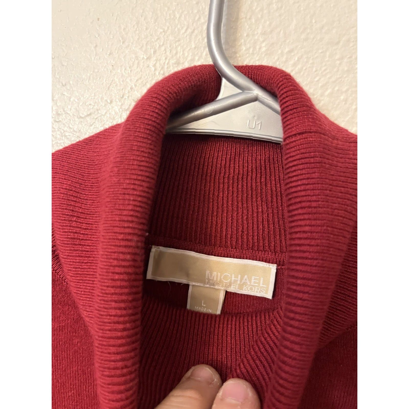 Vintage MICHAEL Michael Kors Sweater Dress Large Red Turtleneck Long Sleeve Casual Womens Size L / US 10 / IT 46 - 2 Thumbnail