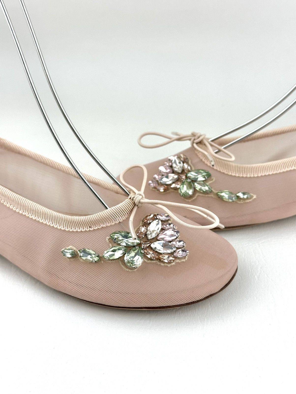 Simone Rocha SIMONE ROCHA Pink Bow Crystal Embellished Ballerinas Size US 7 / IT 37 - 4 Thumbnail