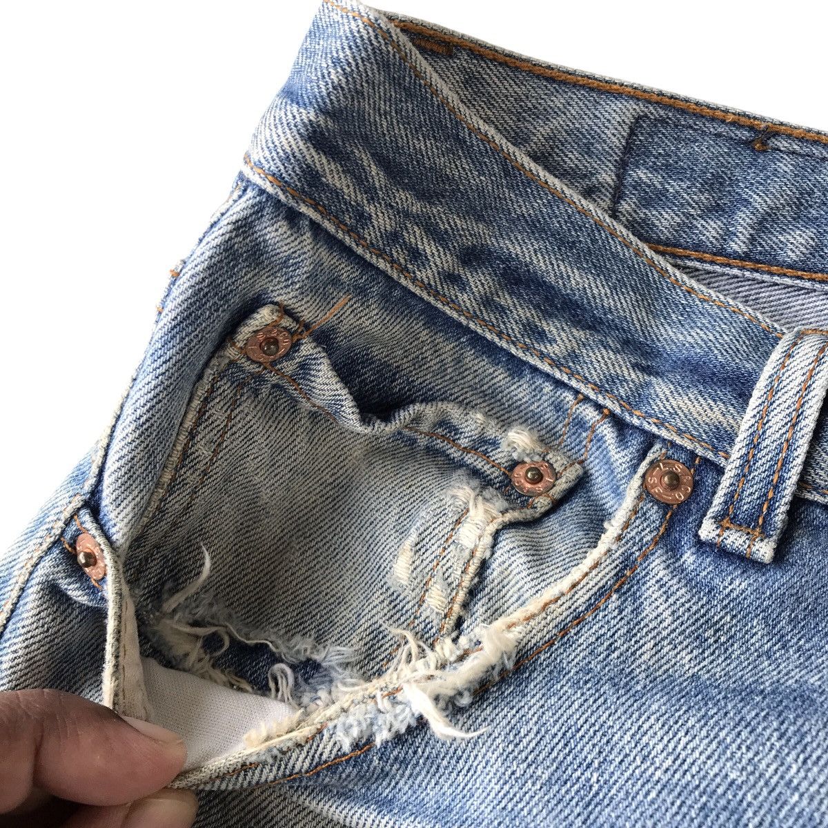 Levi's Levi’s Strauss Lot. 501 Vintage 90s USA Distressed Denim Size US 35 - 8 Thumbnail