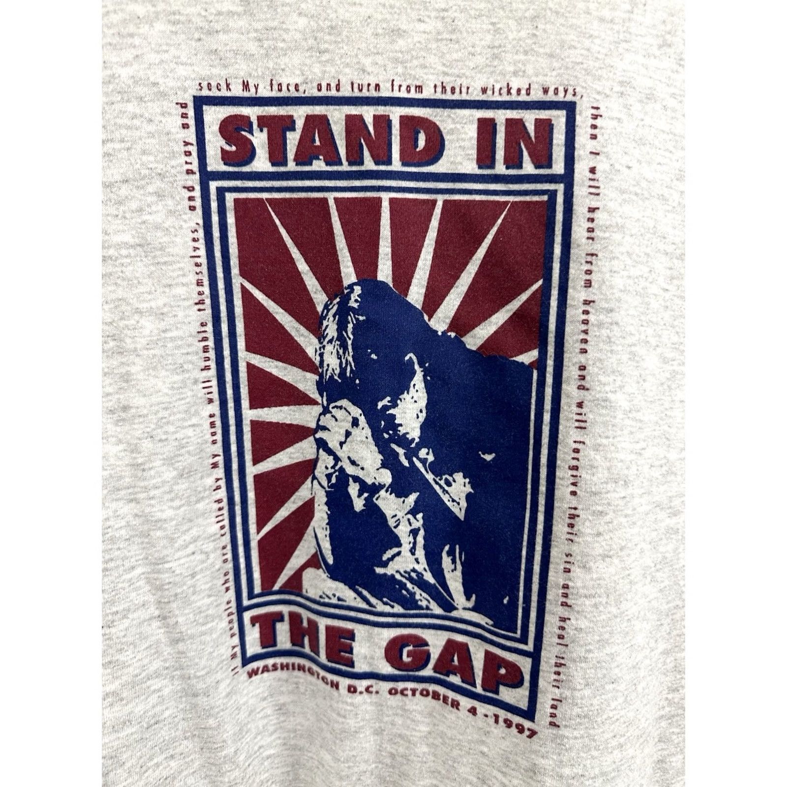 Hanes VTG 90s Stand In The Gap Washington DC Jesus Christian Worship T-Shirt L Hanes Heather Gray Mens Shirt XS? Size US L / EU 52-54 / 3 - 3 Thumbnail