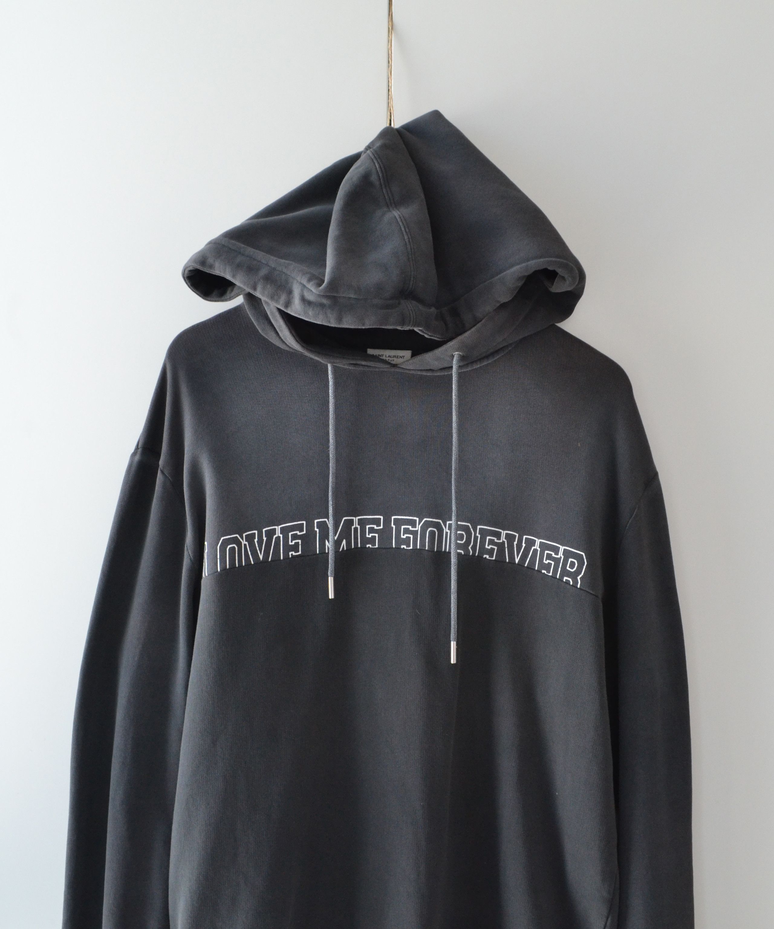 🔴 SAINT LAURENT Hoodie Sweater Print White Oversize Gray