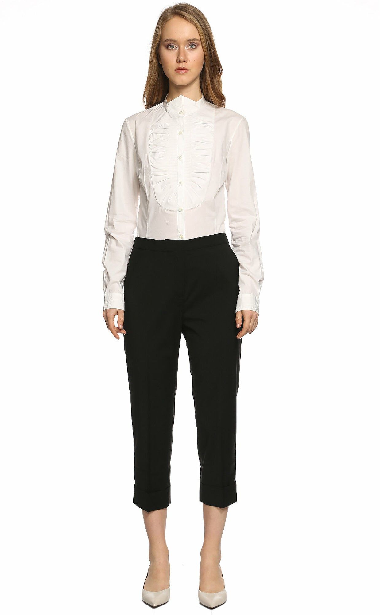 Viktor & Rolf VIKTOR & ROLF solid black cropped wool pants trousers 6 42 Size 28" / US 6 / IT 42 - 2 Thumbnail