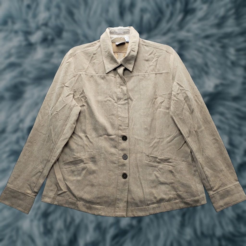 Vintage Chico's Jacket Womens Tan Lightweight Long Sleeve Collared Button Front - Size Womens Size: 2 - Brown - Jacket Size XS / US 0-2 / IT 36-38 - 1 Thumbnail