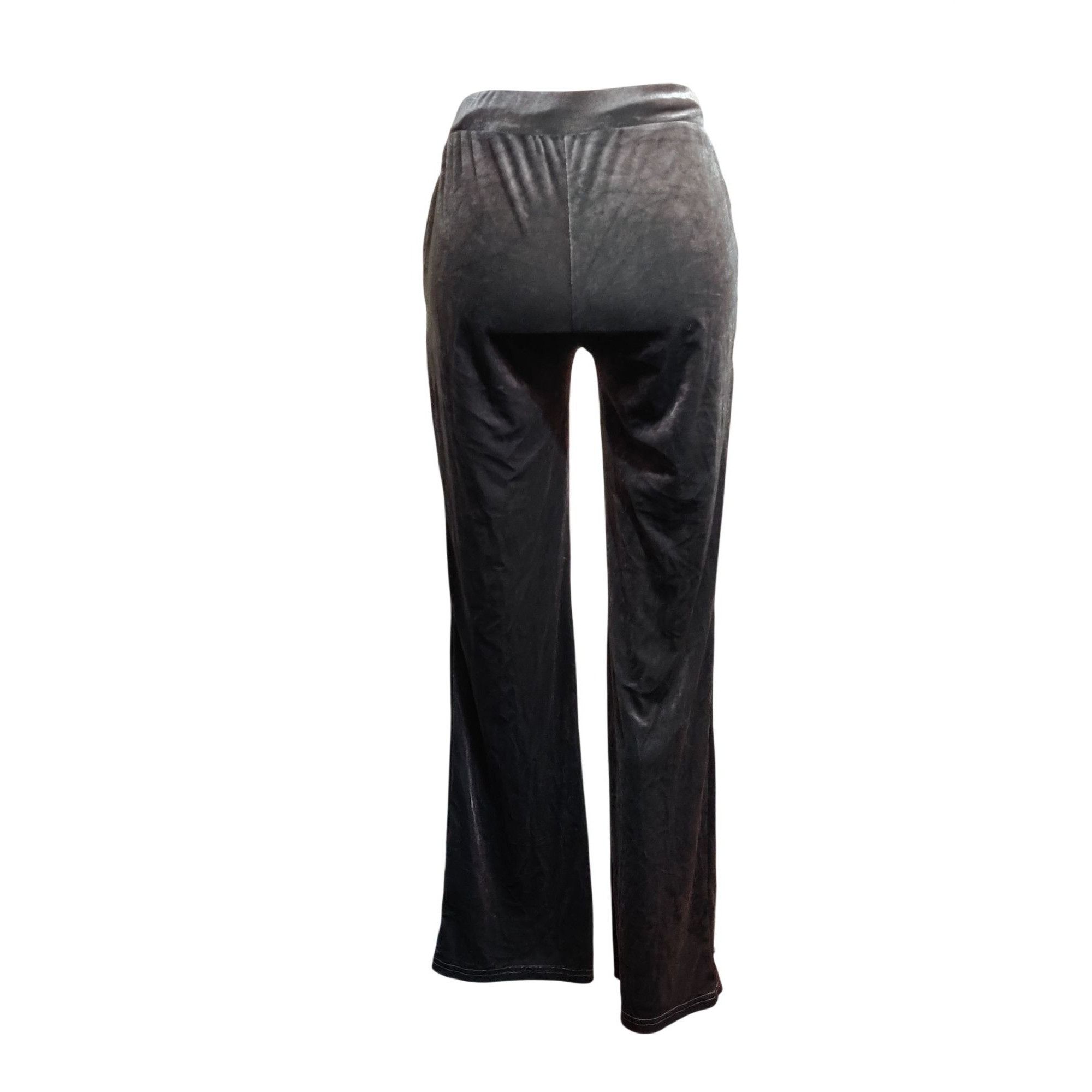 Shein Shein M 6 Womens Gray Velour Flare Pants Drawstring Stretch Size 28" / US 6 / IT 42 - 2 Thumbnail