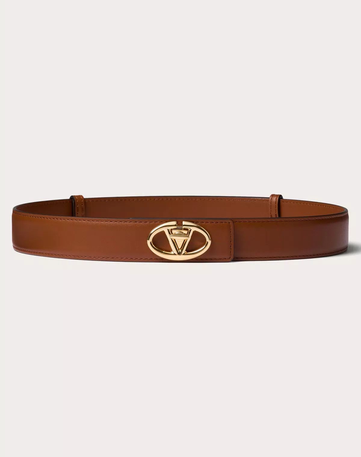 Valentino o1s1wg111125 Size: S / Vlogo Calfskin Belt in Tobacco Size ONE SIZE - 1 Thumbnail