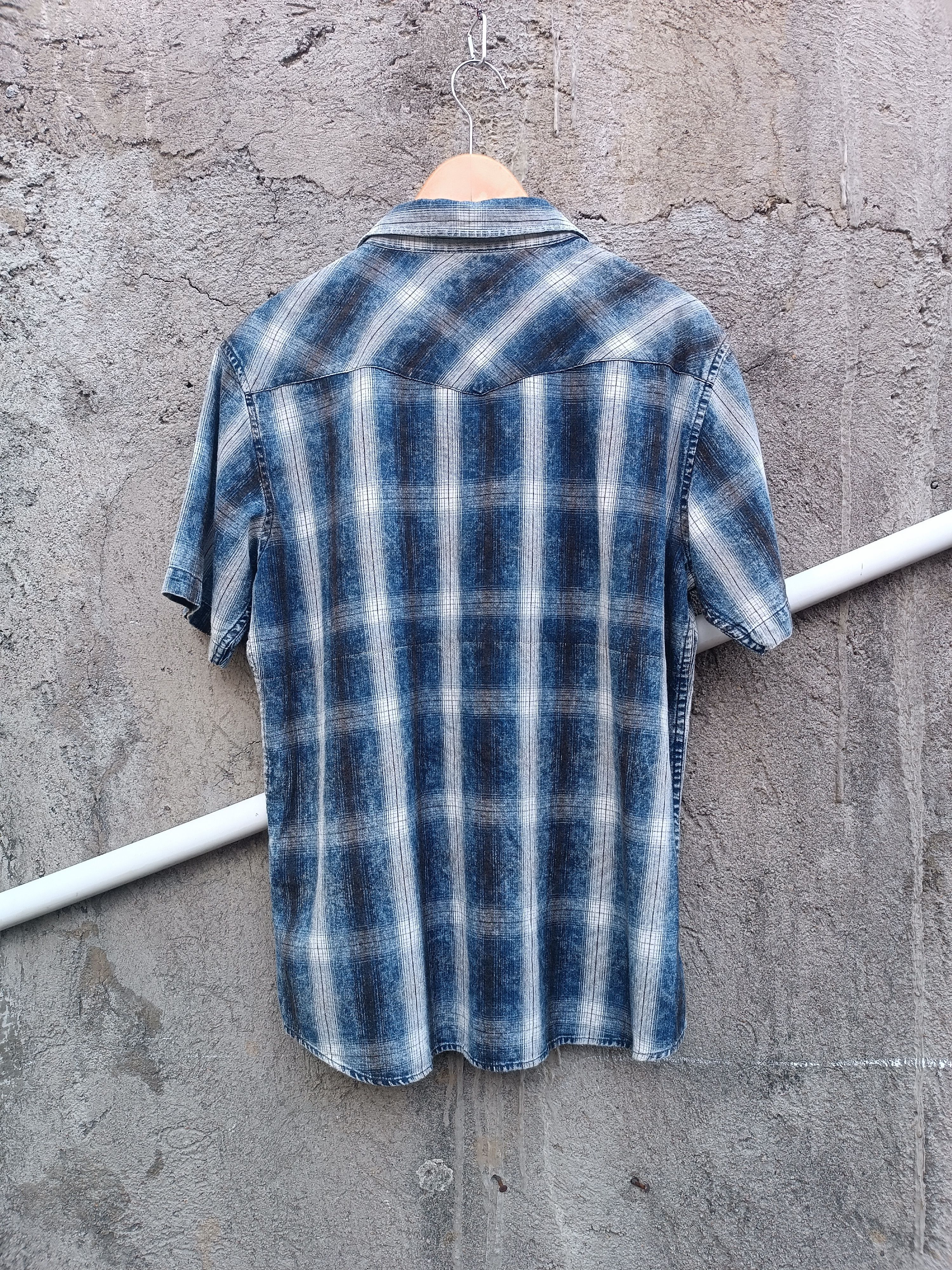 Japanese Brand Vintage Spinash Indigo Wash Check Western Style Size US L / EU 52-54 / 3 - 4 Thumbnail