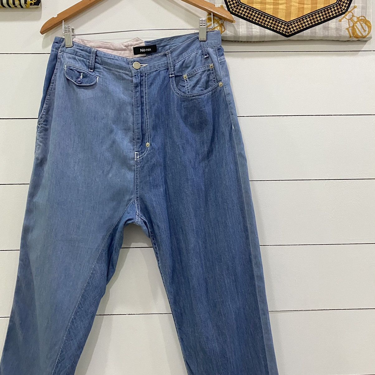 Issey Miyake × Japanese Brand × Ne-Net Ne-net by Issey Miyake Full Print baggy Denim Pants Size US 31 - 3 Thumbnail