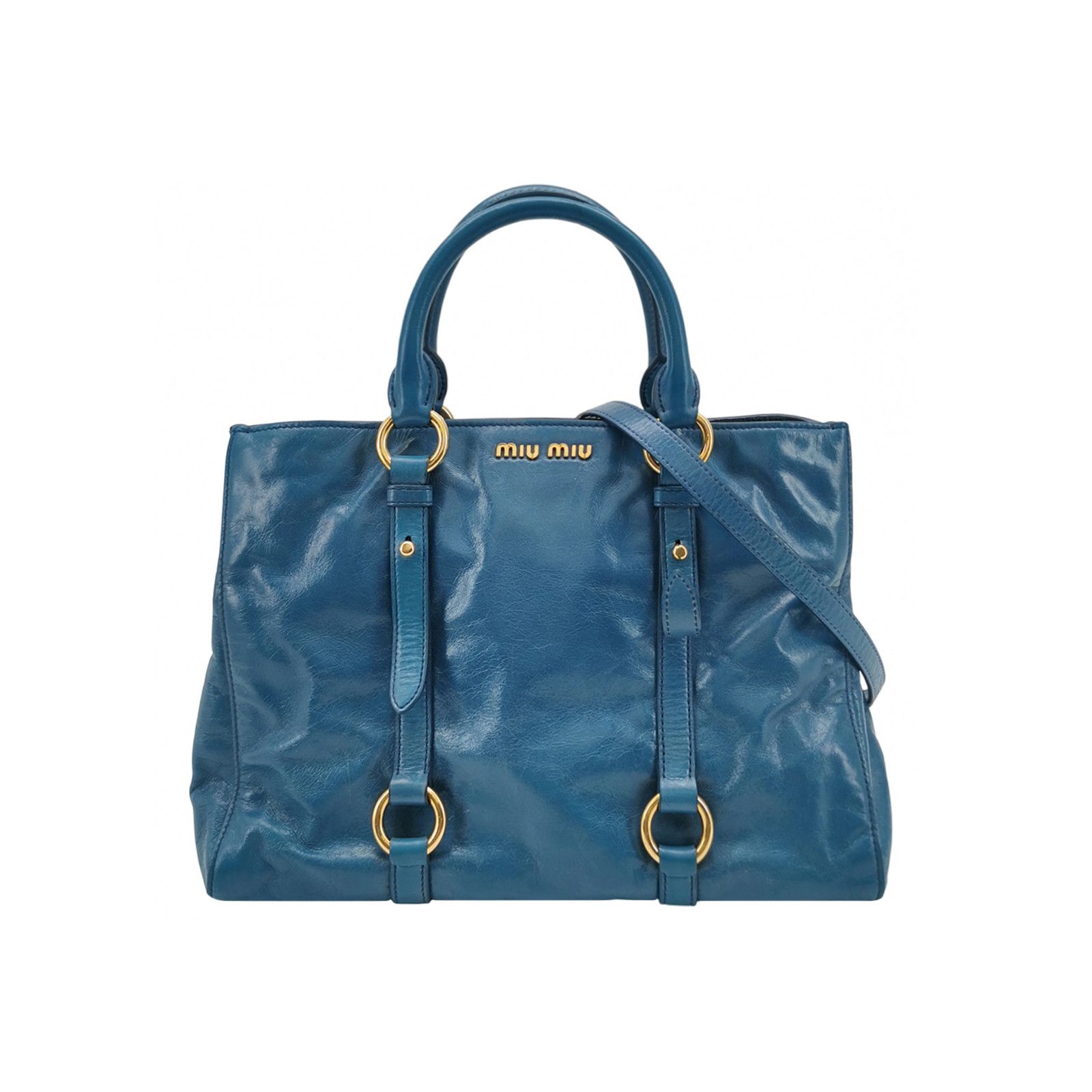 Miu Miu Miu Miu Vitello Shine Leather Ring Handle Bag Size ONE SIZE - 1 Thumbnail