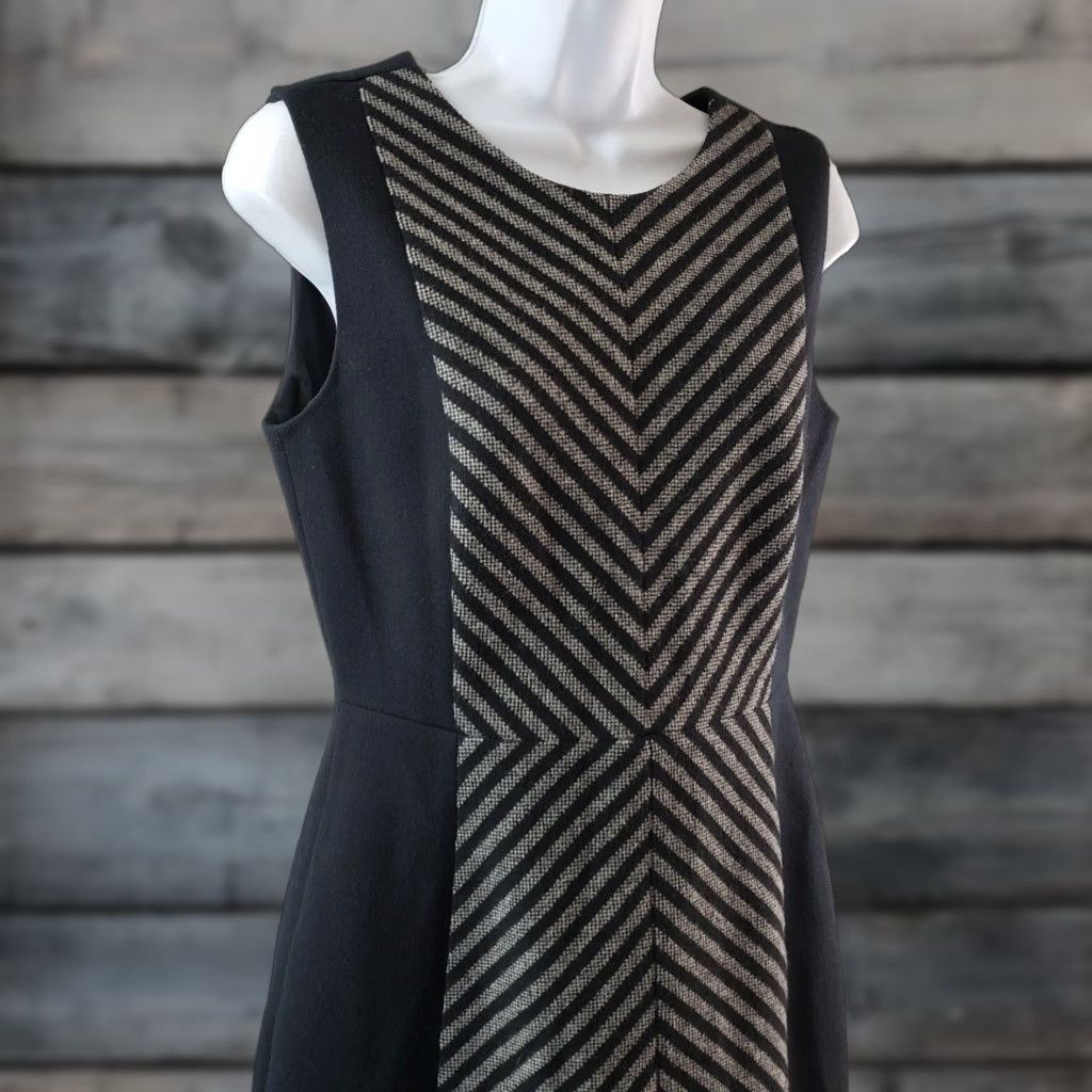 J.Crew J Crew Dress Womens Sz 4 Black Gray Stripe Sleeveless Wool Blend Size S / US 4 / IT 40 - 1 Thumbnail