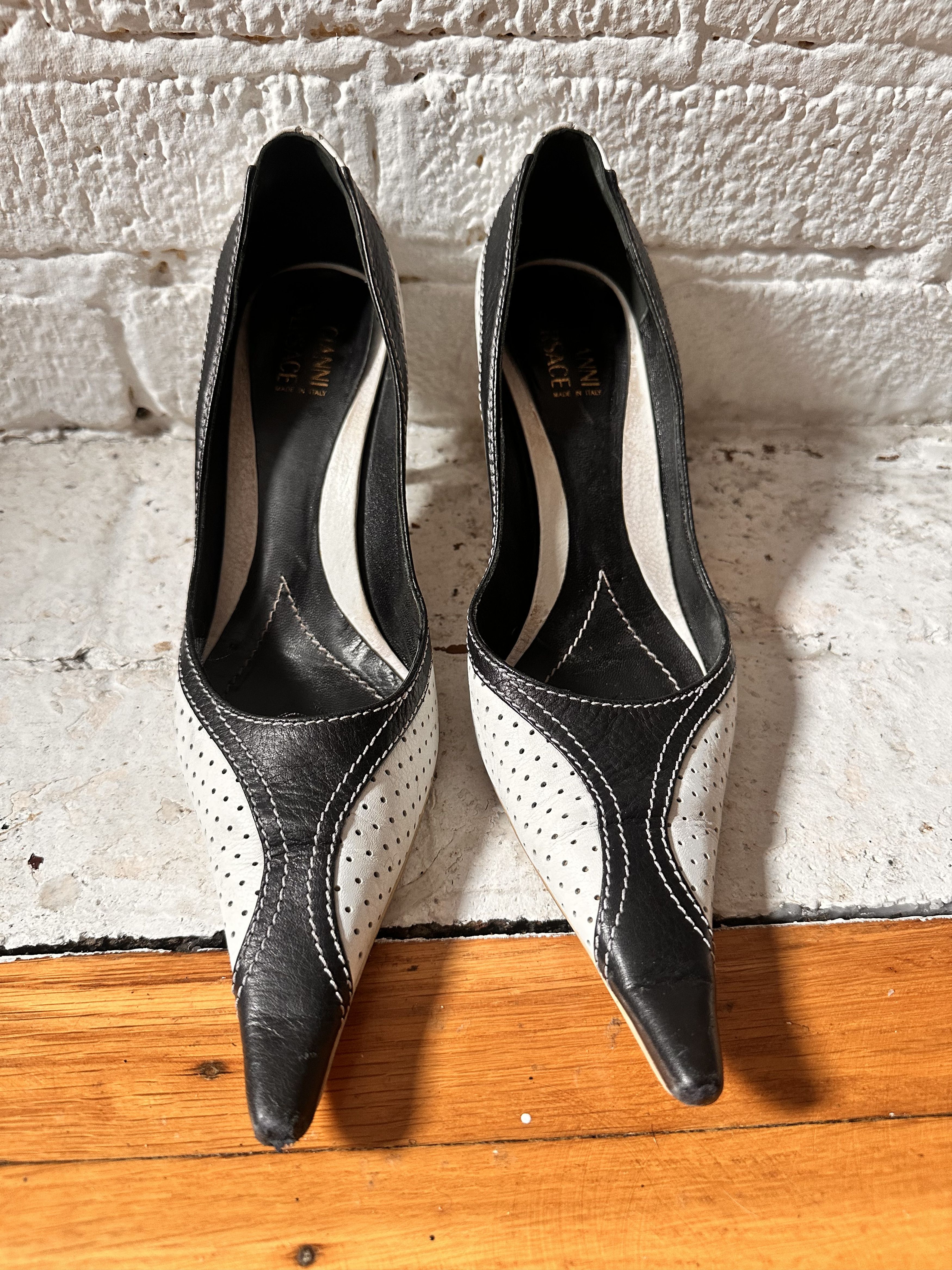 Versace VINTAGE GIANNI VERSACE SPORT HEELS_ BLACK/WHITE_ 38.5 Size US 7.5 / IT 37.5 - 1 Thumbnail