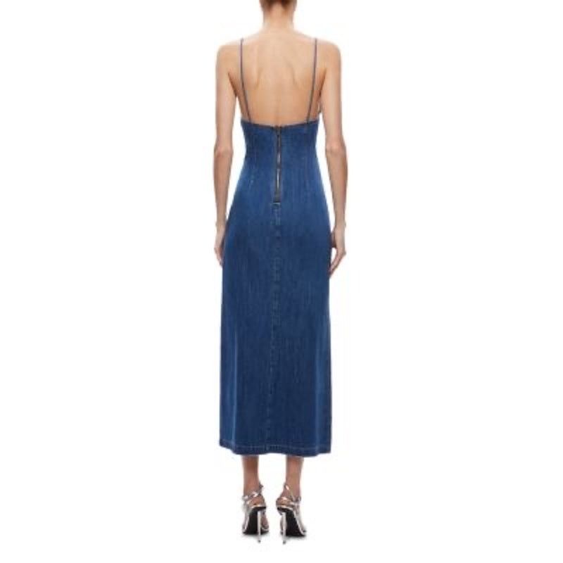 Alice + Olivia Alice + Olivia Julietta Denim Midi Dress blue jean size 2 Size XS / US 0-2 / IT 36-38 - 5 Thumbnail