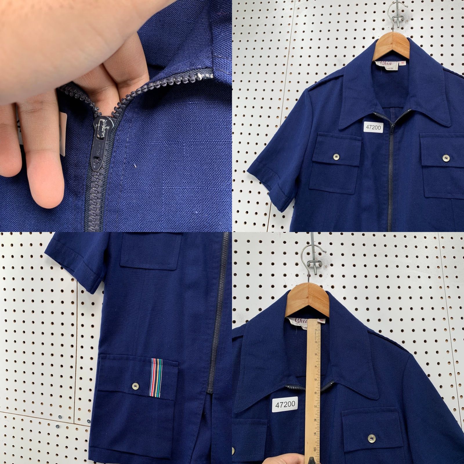 Vintage VINTAGE Ghia Shirt Jacket Mens M Navy Blue Talon Zip 60s 70s Shirt Jacket Ghia Navy Blue Medium 50 Vintage Mens Zip Button-Up 60s 70s Size US M / EU 48-50 / 2 - 9 Thumbnail