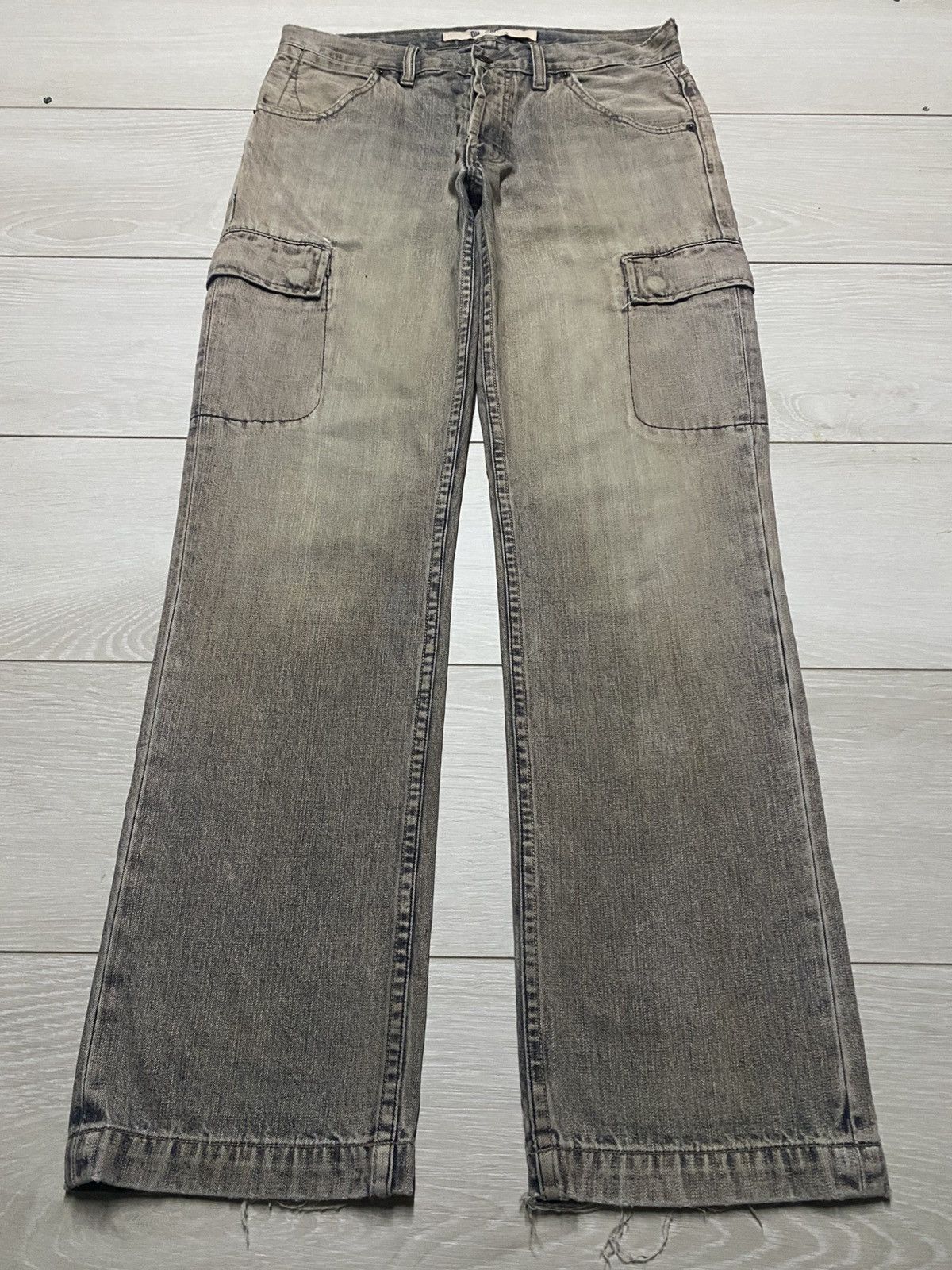 Gap × Yeezy Vintage Gap Cargo Denim Distressed Loose Jeans Size US 31 - 1 Thumbnail