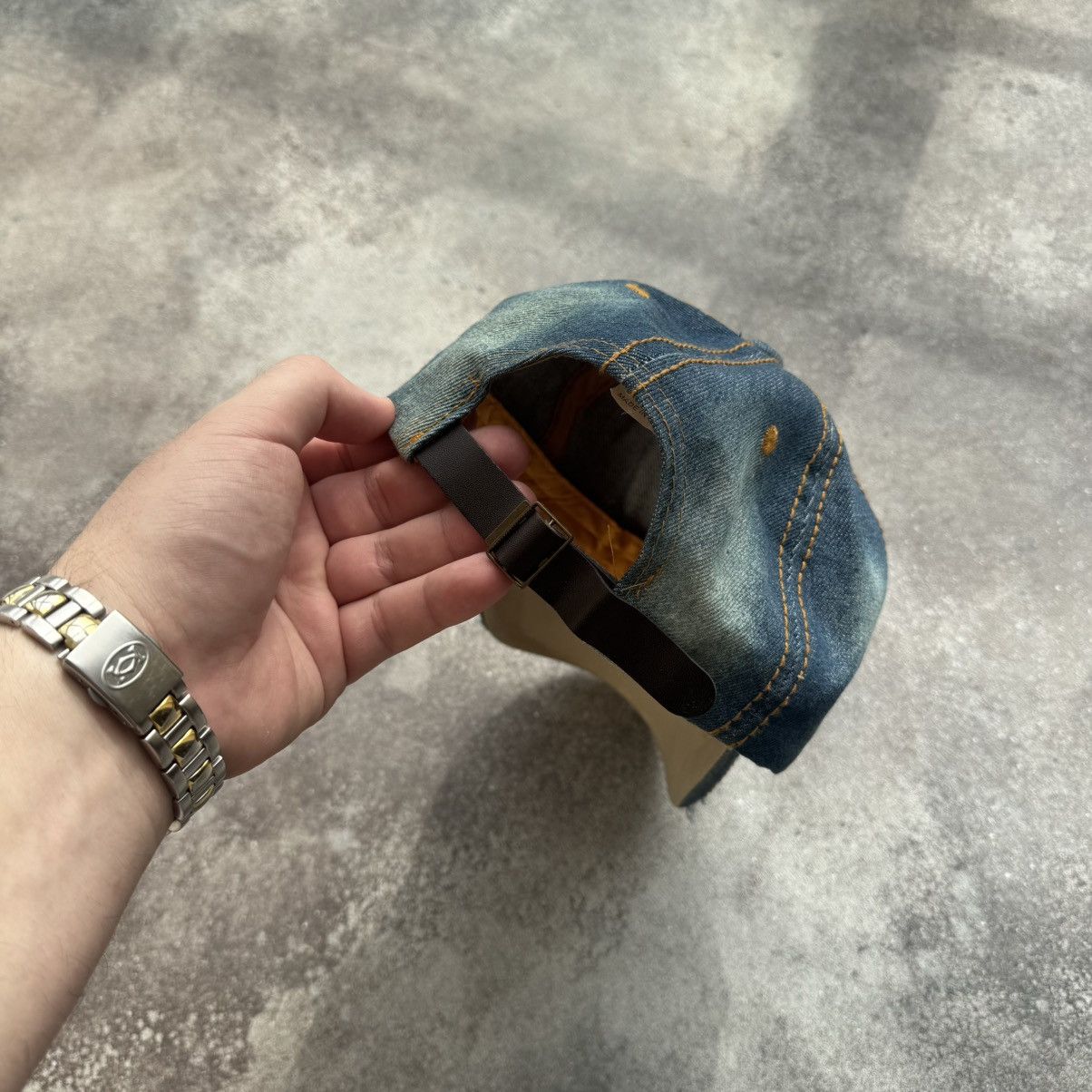 Hysteric Glamour × Japanese Brand × Vintage SEXY Rhinestones Y2K Unisex Washed Denim Cap Size ONE SIZE - 8 Thumbnail