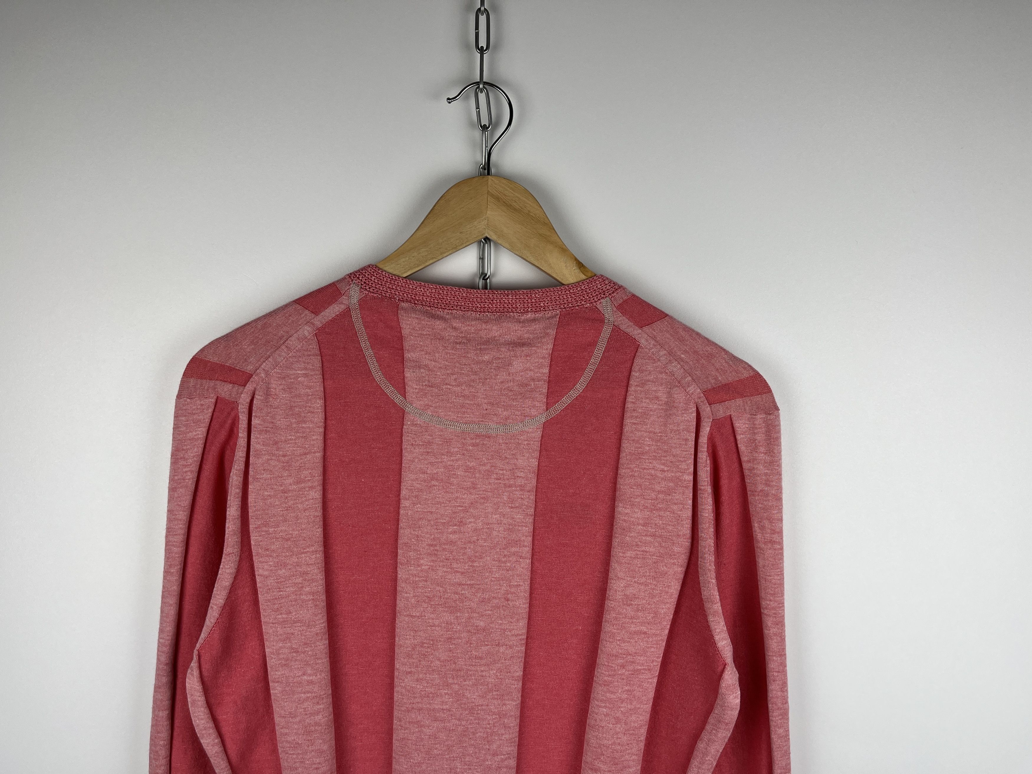 Japanese Brand Side Slope Cotton Cashmere Strip Cardigan Sweater Size US M / EU 48-50 / 2 - 8 Thumbnail