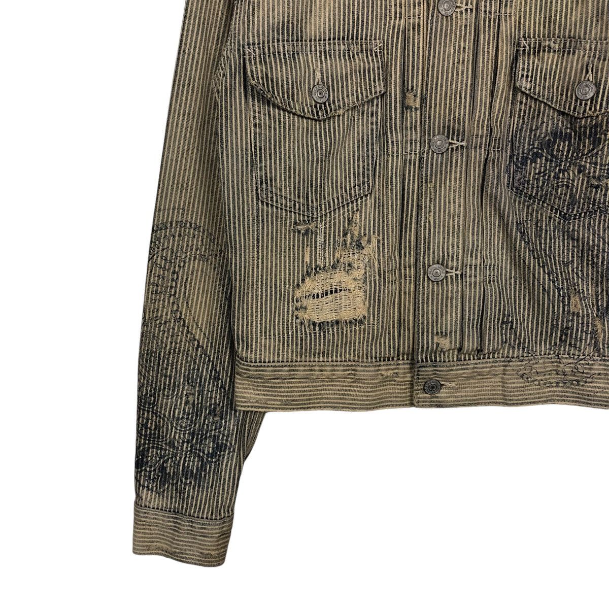 Ralph Lauren 🔥VINTAGE CROPPED BIKER JACKET HICKORY CHORE DENIM & SUPPPLY Size US XS / EU 42 / 0 - 6 Thumbnail