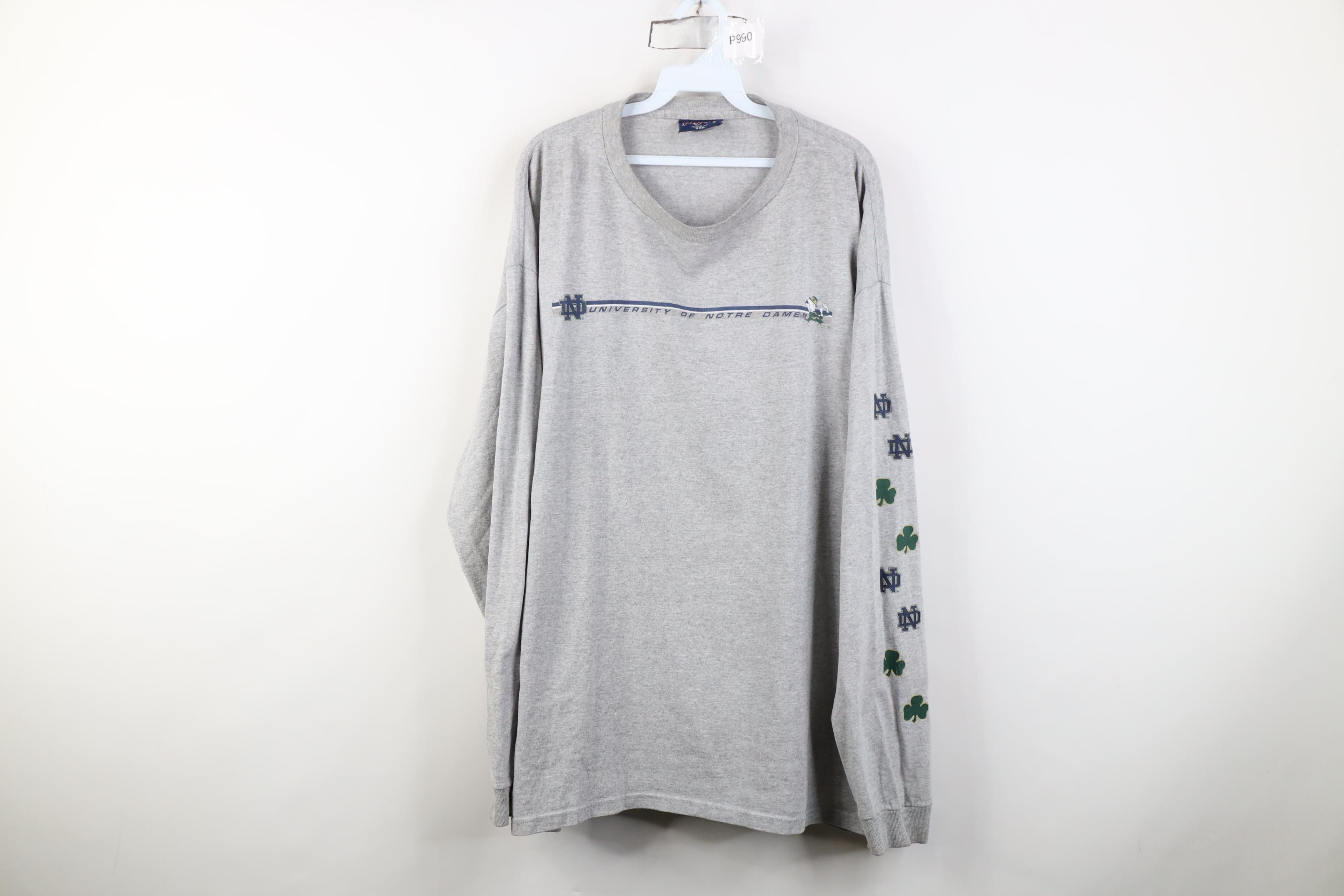 Vintage Vintage 90s University Long Sleeve T-Shirt Heather Gray USA Size US XXL / EU 58 / 5 - 1 Thumbnail
