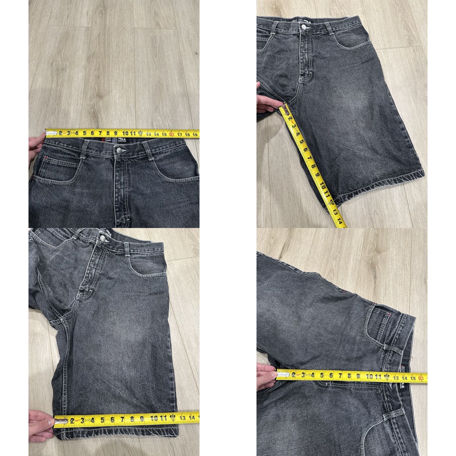 Southpole VINTAGE SouthPole Black Gray Baggy Jeans Shorts 34 Men 5-Pocket Denim Hip Hop 90s Y2K Grunge Belt Loops Cotton Size US 34 / EU 50 - 8 Thumbnail