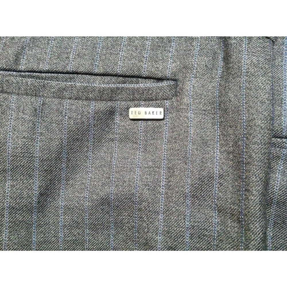 Ted Baker TED BAKER MEN'S BROWN 100%WOOL STRIPED DRESS PANTS 38/34 Size 38L - 6 Thumbnail