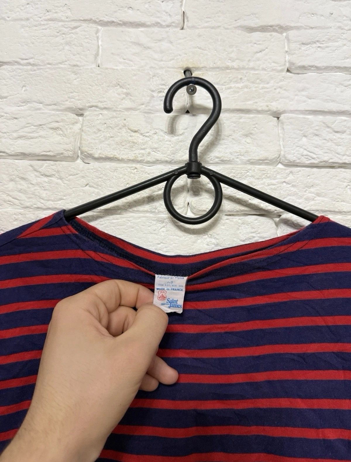 Saint James Vintage Saint James Red Stripped T-shirt 1/2 Sleeve France Size M / US 6-8 / IT 42-44 - 4 Thumbnail