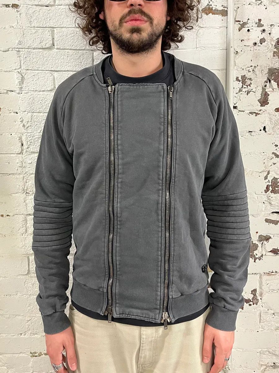 Pierre Balmain 2010s Pierre Balmain Double Zip Horpist Grey Biker Sweater Size US M / EU 48-50 / 2 - 2 Thumbnail