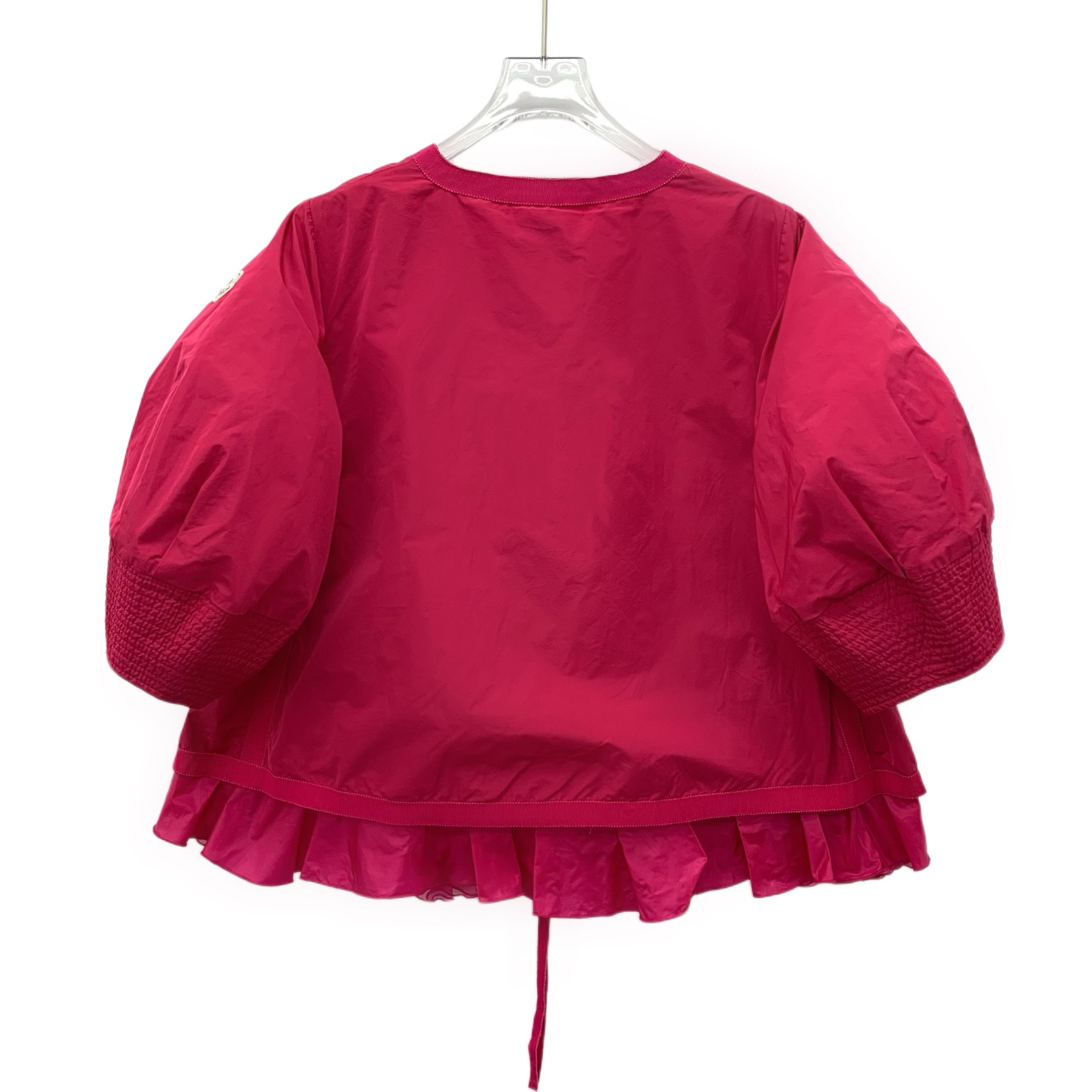Moncler Moncler Red Ruffle Zip-Up Short Sleeve Jacket (Size S) Size S / US 4 / IT 40 - 8 Thumbnail