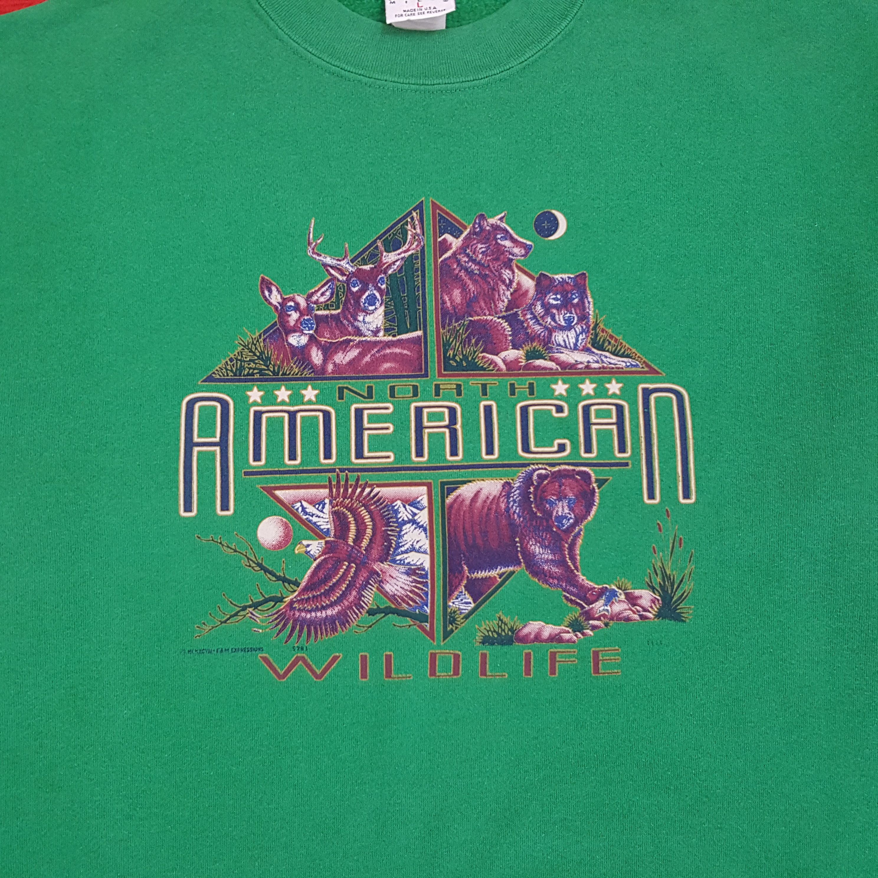 Nutmeg × Vintage North American Wildlife Habitat Design Streetwear Sweatshirt Size US L / EU 52-54 / 3 - 2 Thumbnail