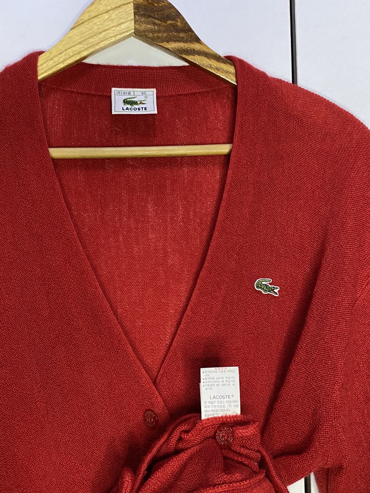 Lacoste Lacoste Relaxed Fit Wool Cardigan | Red Size S / US 4 / IT 40 - 5 Thumbnail