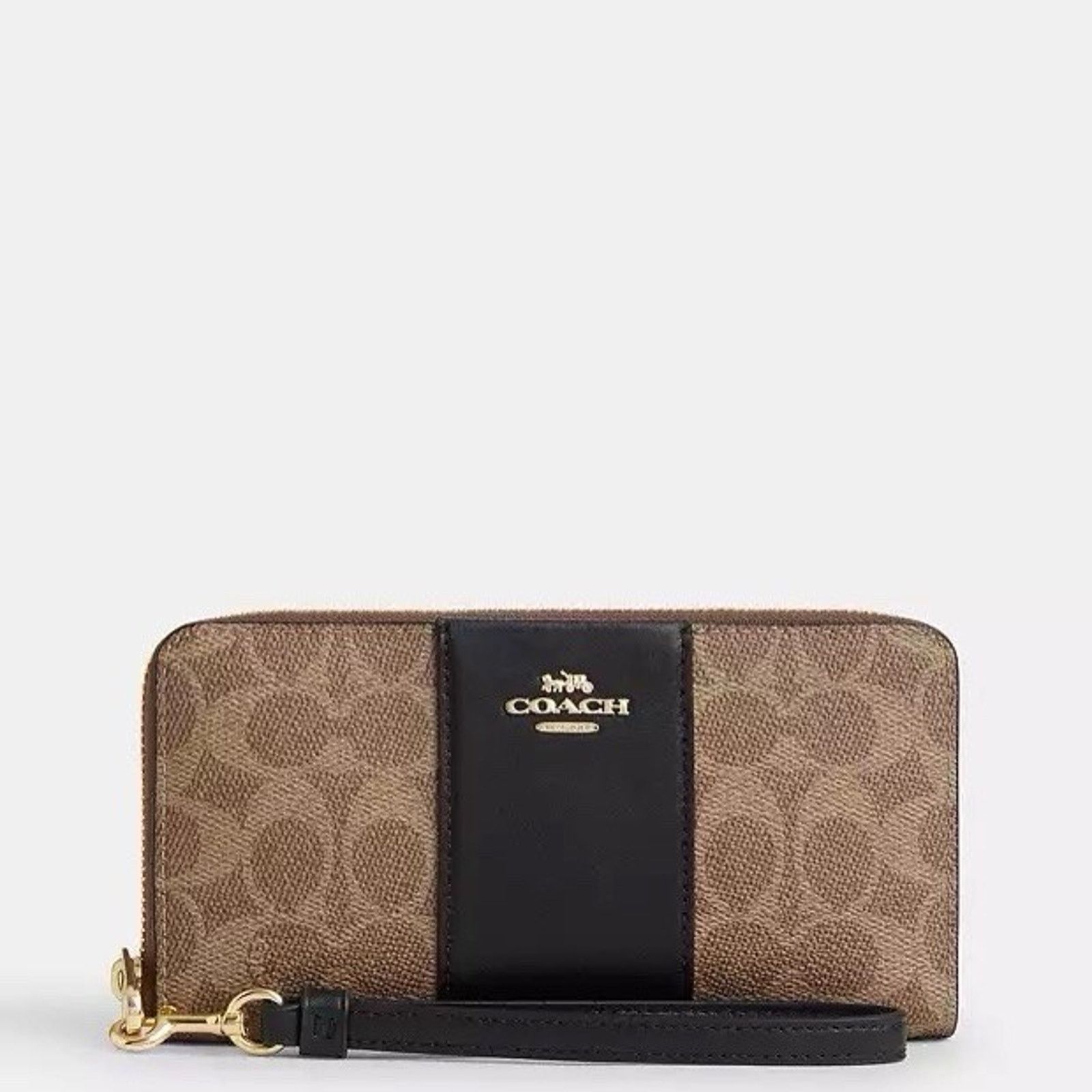 Coach NWT Coach Long Zip Around Wallet CW947 Tan Black Leather Size ONE SIZE - 6 Thumbnail