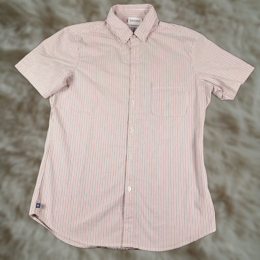 Mizzen+Main Mizzen+Main Shirt Mens L Red Striped Seersucker Slim Fit Short Sleeve Button-Up Col... Size US L / EU 52-54 / 3 - 1 Thumbnail