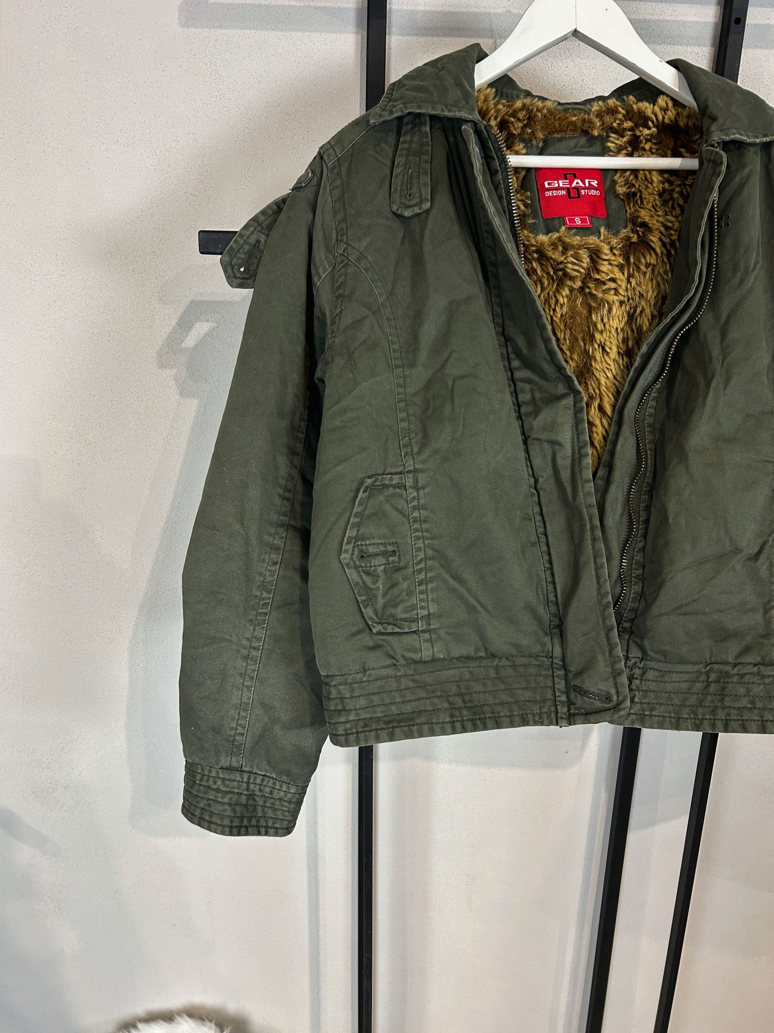 Japanese Brand Army Jacket Fur Lined Green Military Grunge Y2K Utility Core Size US S / EU 44-46 / 1 - 3 Thumbnail