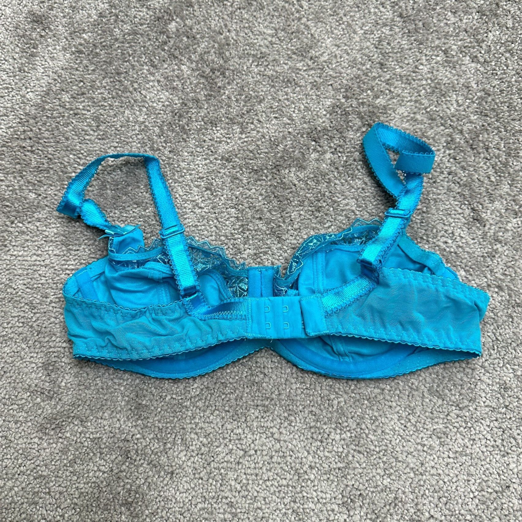 Vintage Curvy Kate Unpadded Underwired Lace Bow Bra Womens 34D Blue Adjustable Strap Size ONE SIZE - 2 Thumbnail
