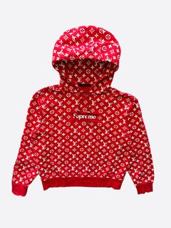 Pre-owned Louis Vuitton Supreme Lv Box Logo Hoodie Hooded Sweatshirt Sz Xl  Rare Authentic In Red