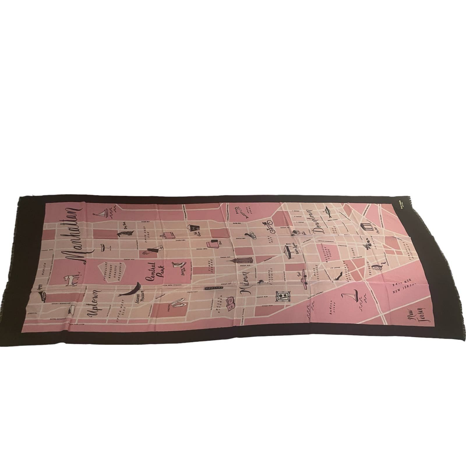 Kate Spade Kate Spade Manhattan Map Pink Majolica Oblong Scarf Size ONE SIZE - 5 Thumbnail