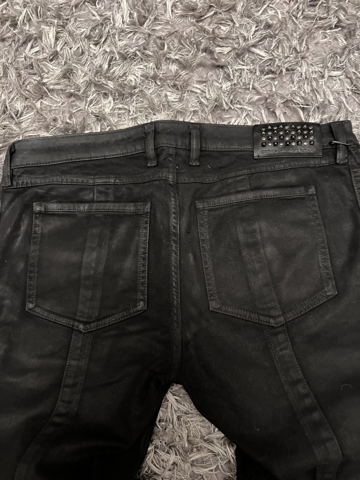 Archive avant garde waxed biker pants diesel black gold
