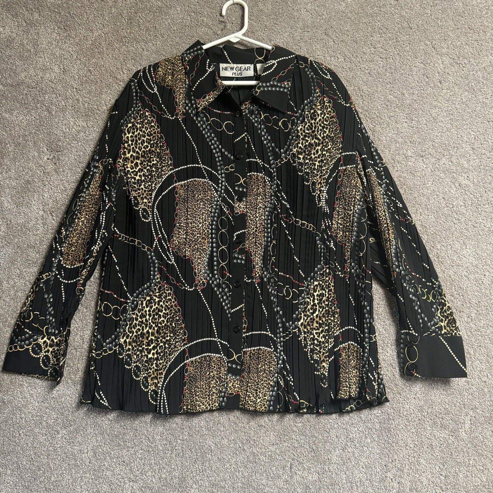 Other New Gear Blouse 1X Plus Leopard Print Chain 80s Inspired Y2K Size XL / US 12-14 / IT 48-50 - 2 Thumbnail