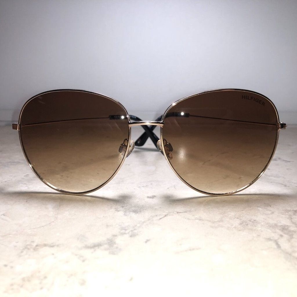 Tommy Hilfiger Tommy Hilfiger Gold & Brown Oversized Sunglasses Size ONE SIZE - 5 Thumbnail