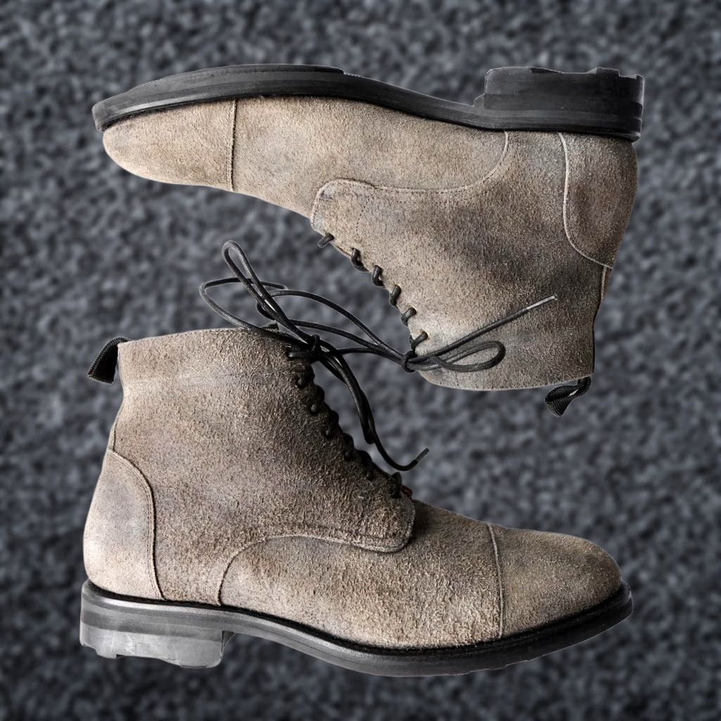 TAFT TAFT Dragon Boots Mens Gray Suede Roughout Leather Lace  display picture 1
